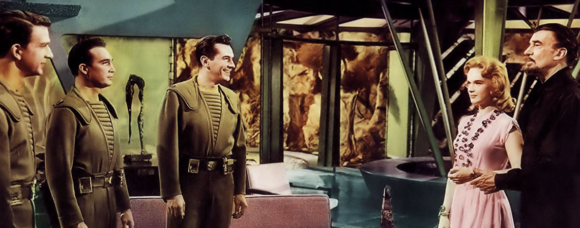 Leslie Nielsen, Anne Francis, Jack Kelly, Walter Pidgeon, Warren Stevens | "Forbidden Planet" (1956)