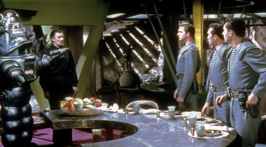 Leslie Nielsen,  Jack Kelly, Walter Pidgeon, Warren Stevens, Robby the Robot | "Forbidden Planet" (1956) *